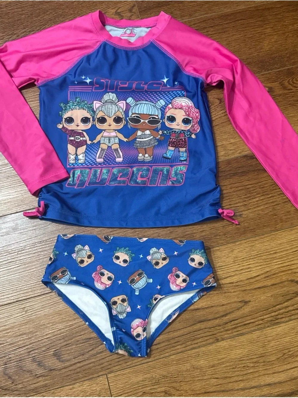 L.O.L. Surprise! Blue & Pink Girls Long-Sleeve Rashguard Swim Set
